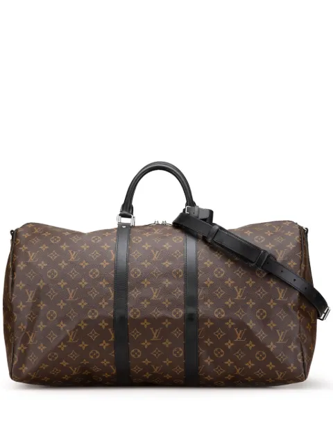Louis Vuitton Pre-Owned 2012 Monogram Macassar Keepall Bandouliere 55 travel bag