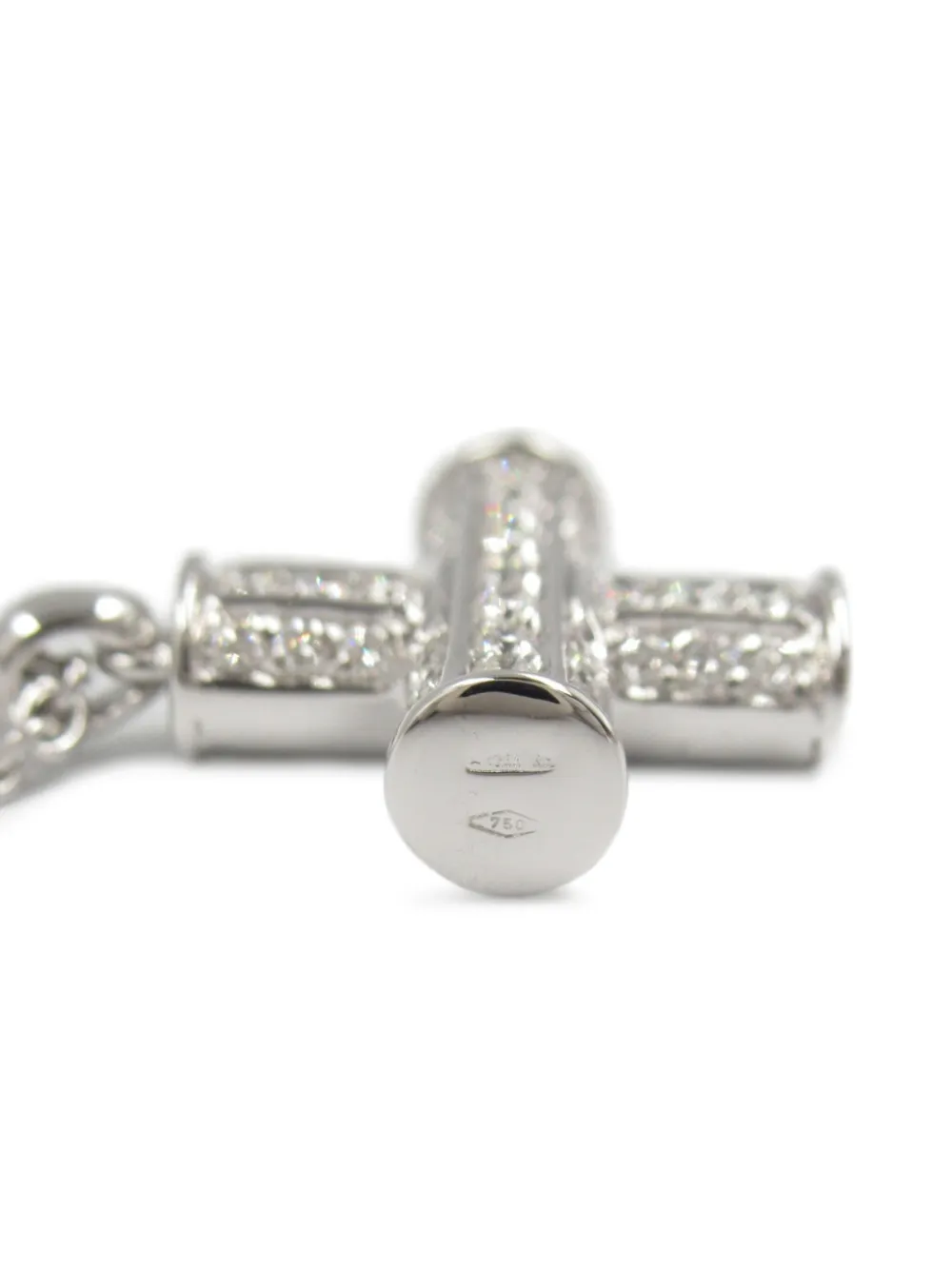 Pre-owned Bvlgari 2010s 18k White Gold Greek Cross Diamonds Necklace