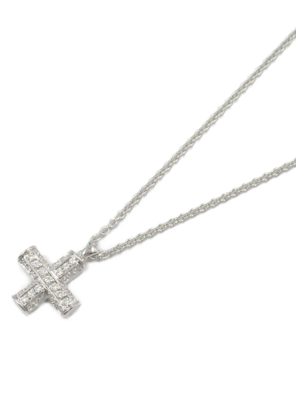 Bvlgari Pre-Owned 2010s 18K white gold Greek Cross diamonds necklace | Image 2
