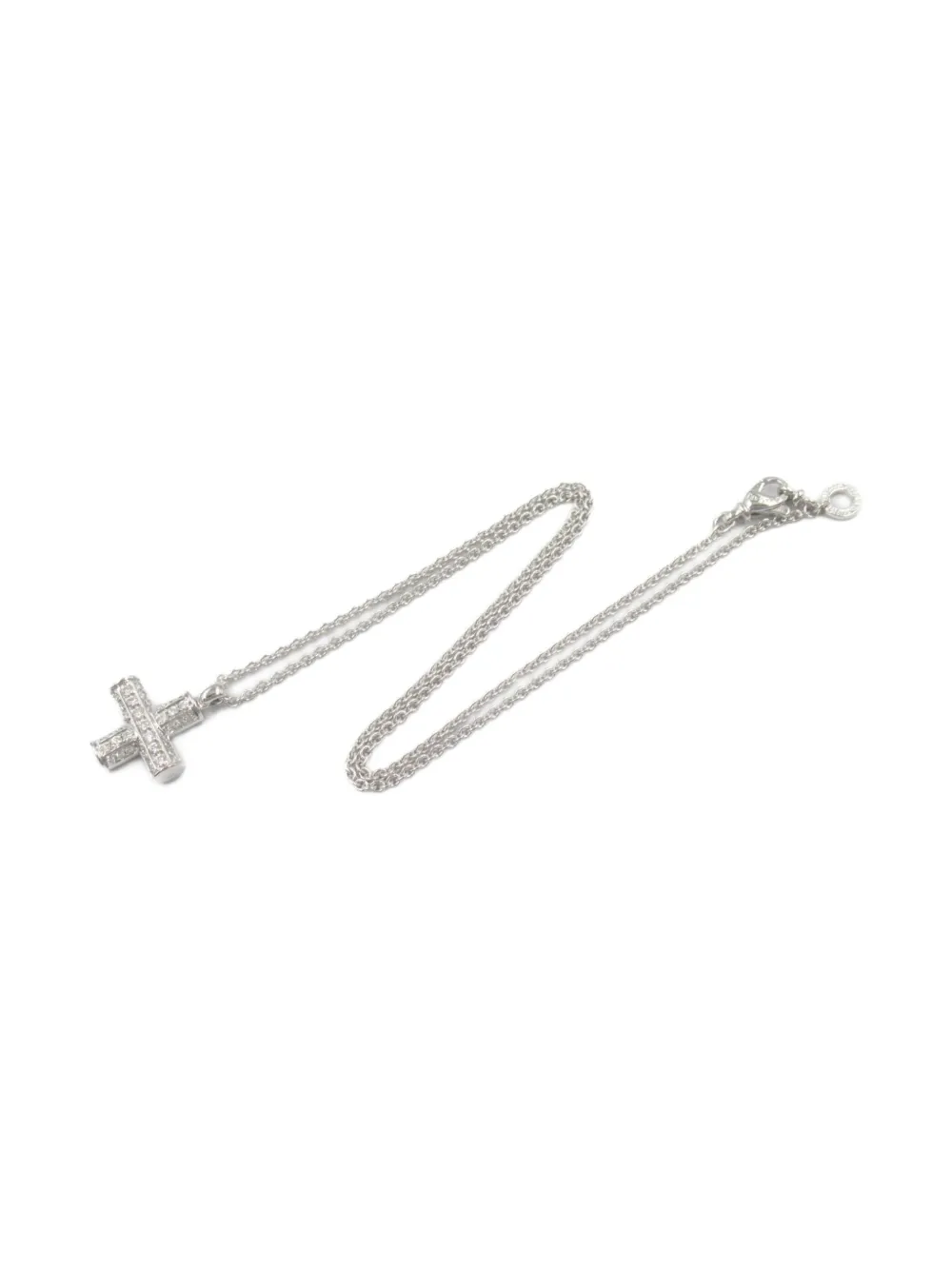 Pre-owned Bvlgari 2010s 18k White Gold Greek Cross Diamonds Necklace