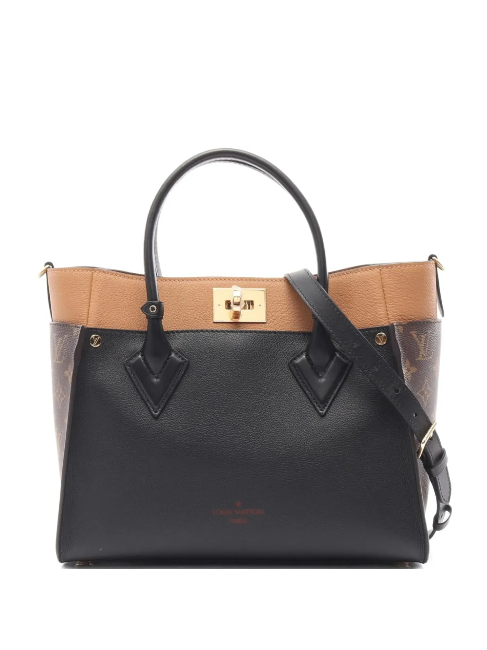 Louis Vuitton Pre-Owned 2021 On My Side MM leather tote bag | Black | Image 1