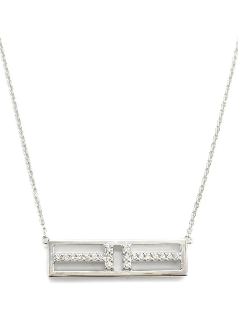 Tiffany & Co. Pre-Owned 2010s 18K white gold T Two diamonds necklace | Silver | Image 1