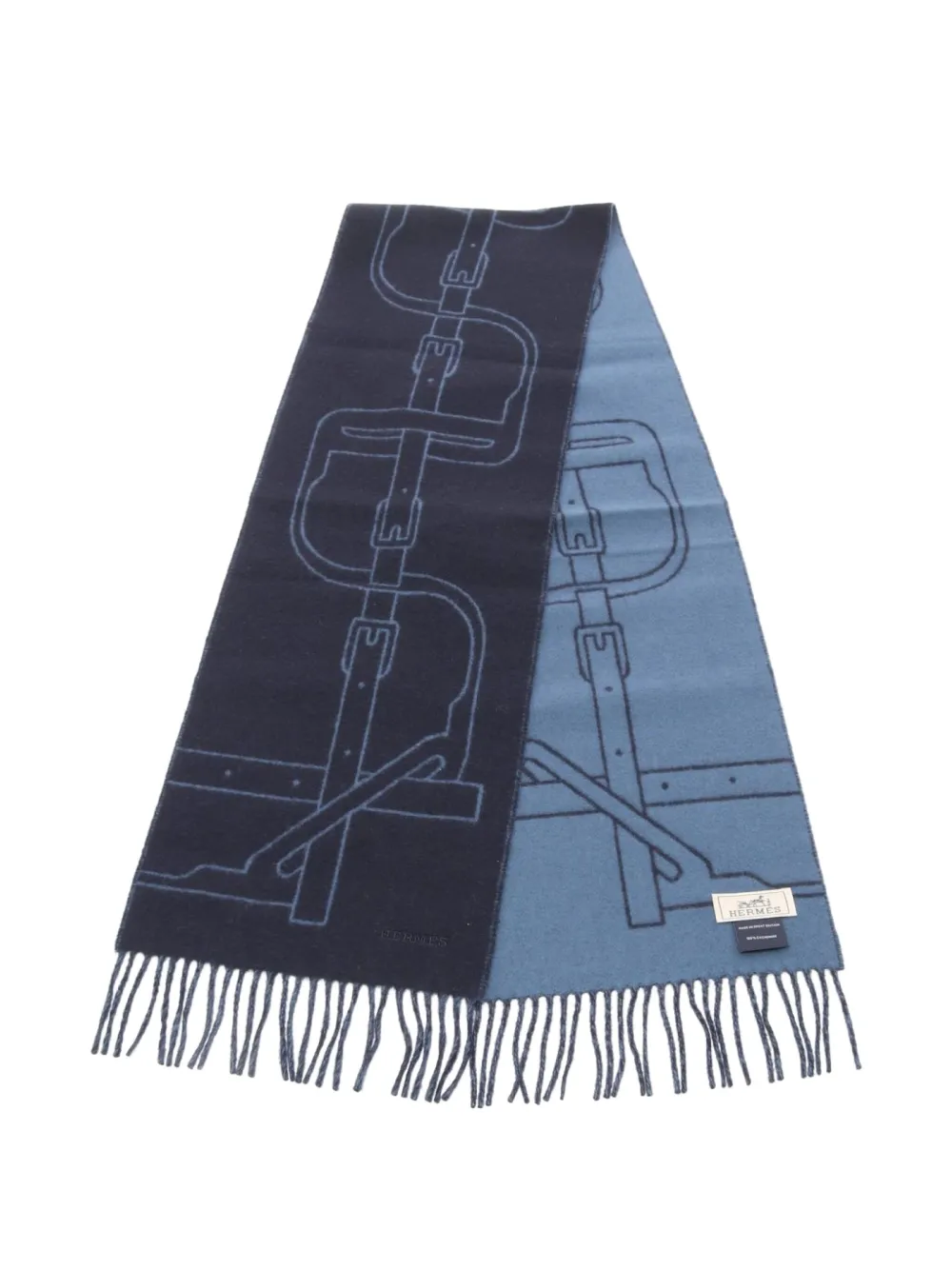 Hermès Pre-Owned mascada de cachemira Mors A Jouets 2010 | azul | Image 1