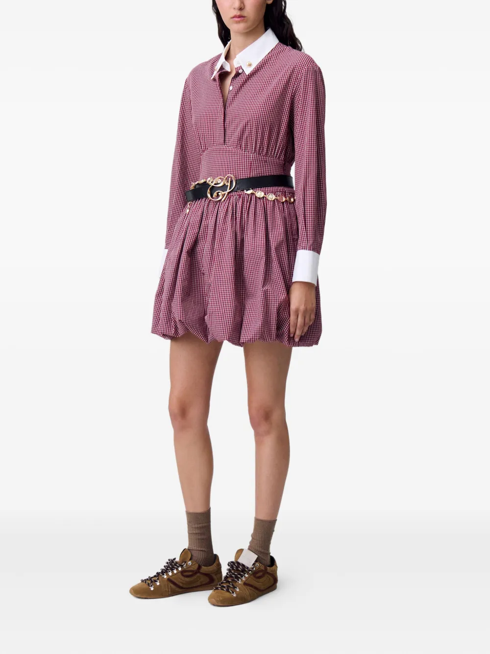 Claudie Pierlot Geruite blousejurk Rood