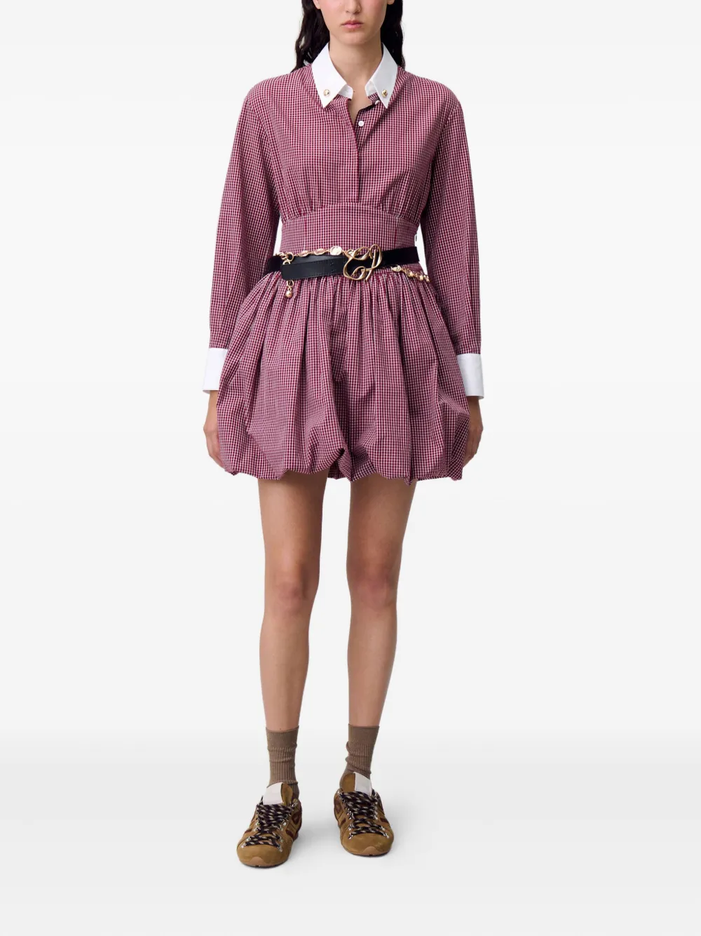 Claudie Pierlot Geruite blousejurk Rood