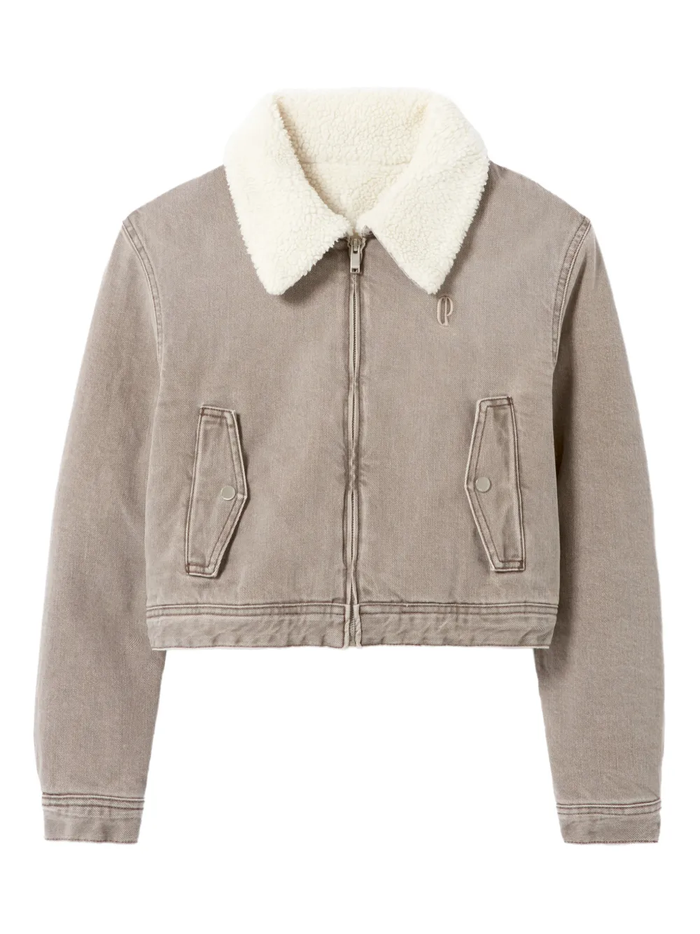 Claudie Pierlot Giacca denim con zip - Grigio