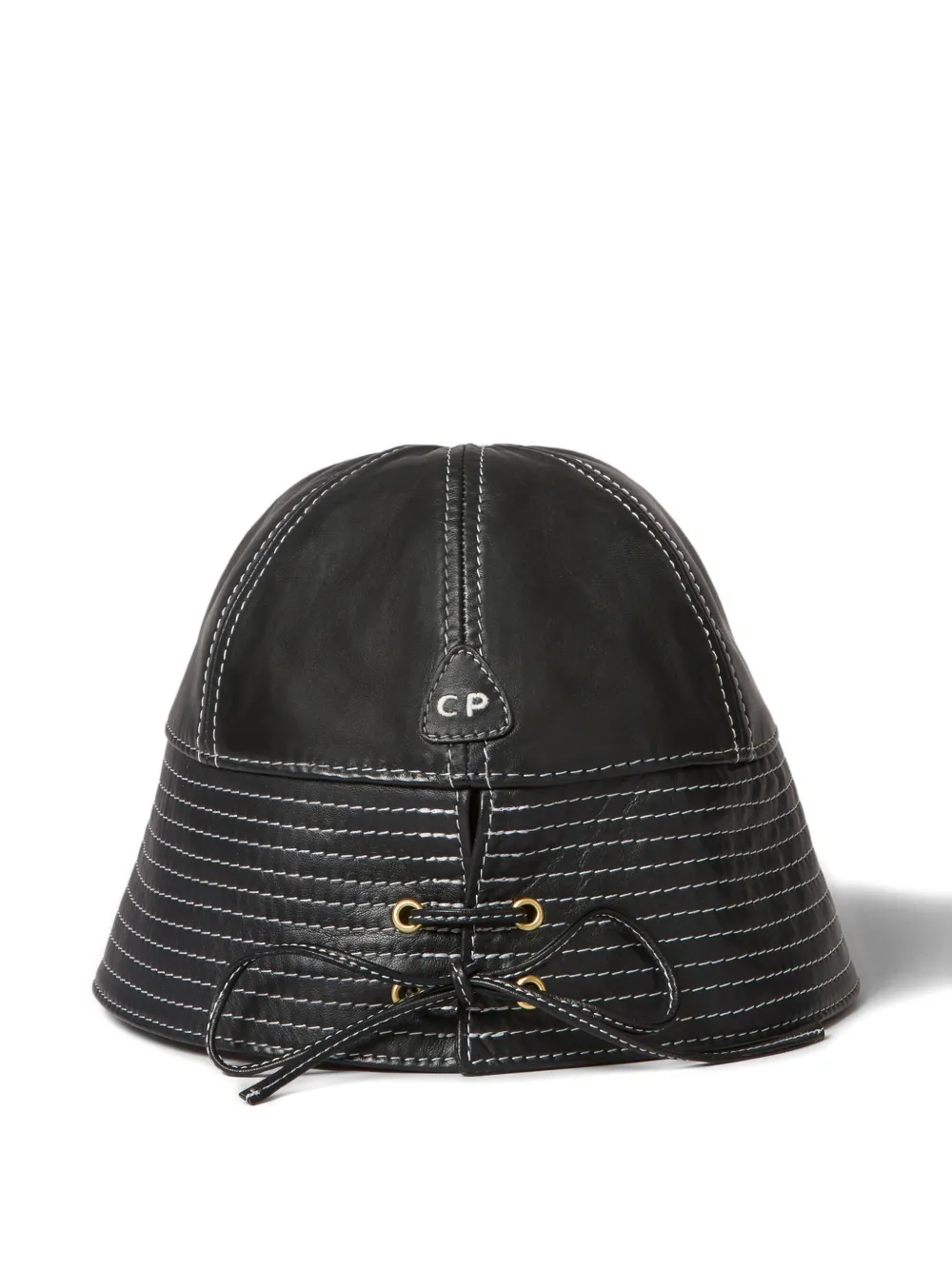 Claudie Pierlot Leather Lace-up Detail Bucket Hat In Black
