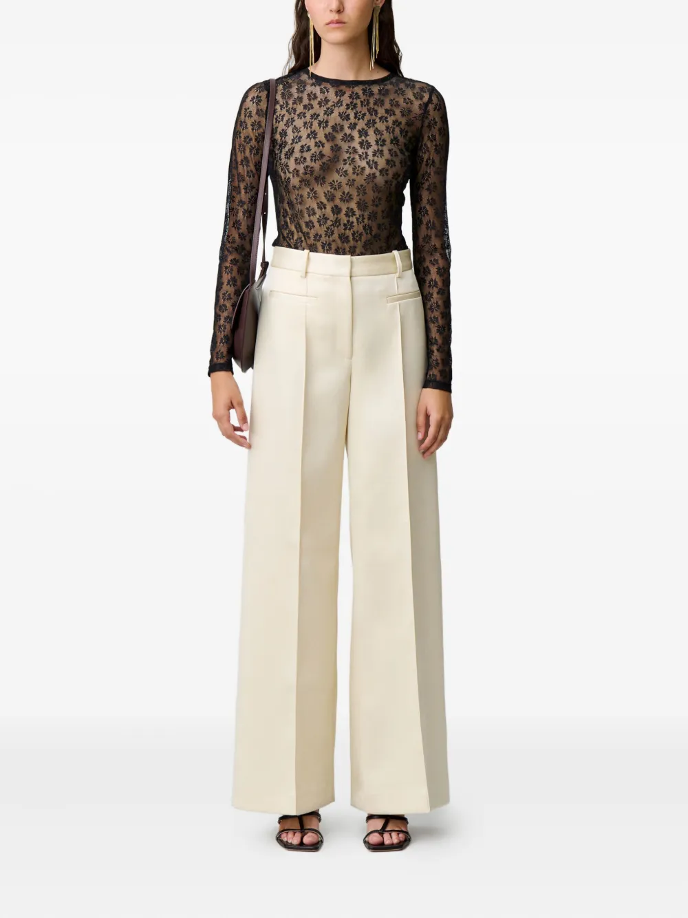 Claudie Pierlot Top met bloemenkant Zwart