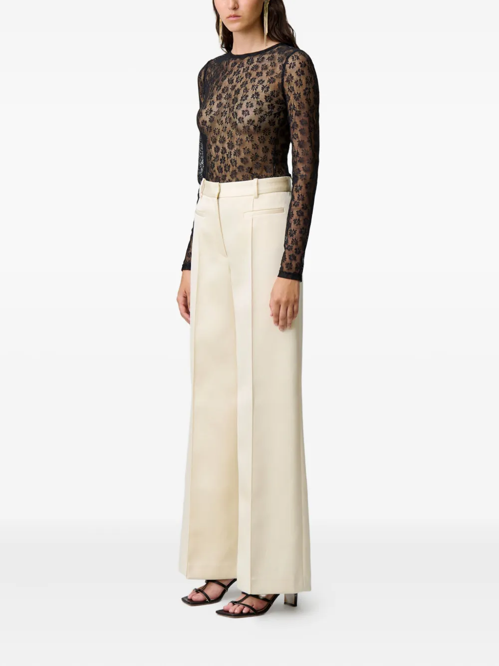 Claudie Pierlot Top met bloemenkant Zwart