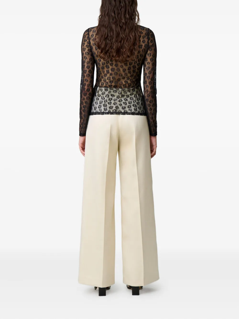 Claudie Pierlot Top met bloemenkant Zwart