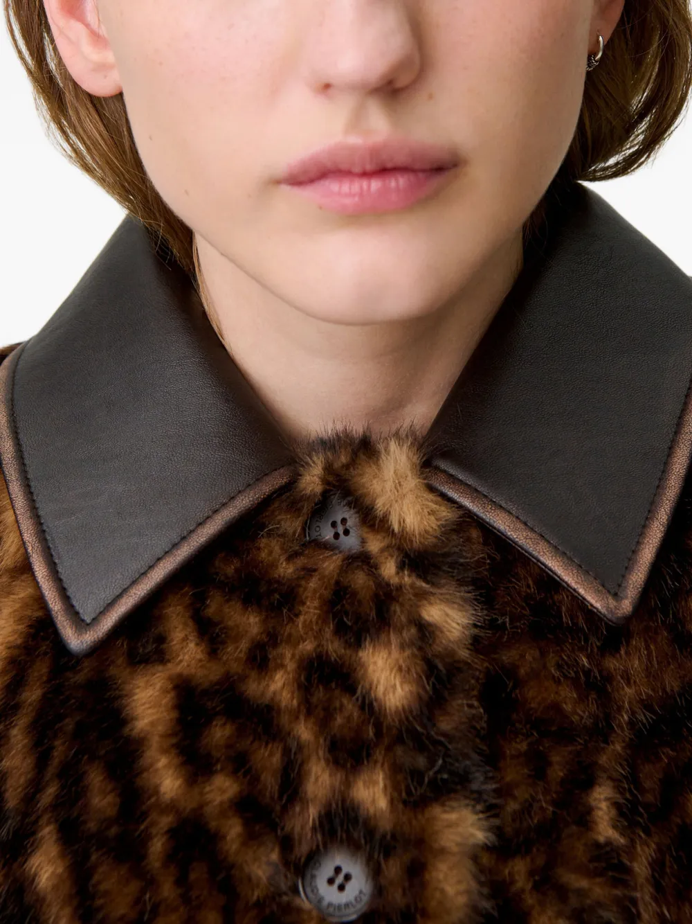 Claudie Pierlot Jas met luipaardprint en leren afwerking Bruin