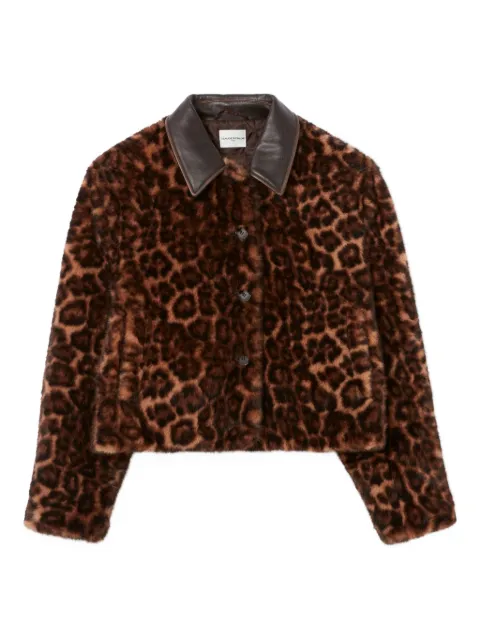 Claudie Pierlot leopard-print leather-trimmed coat