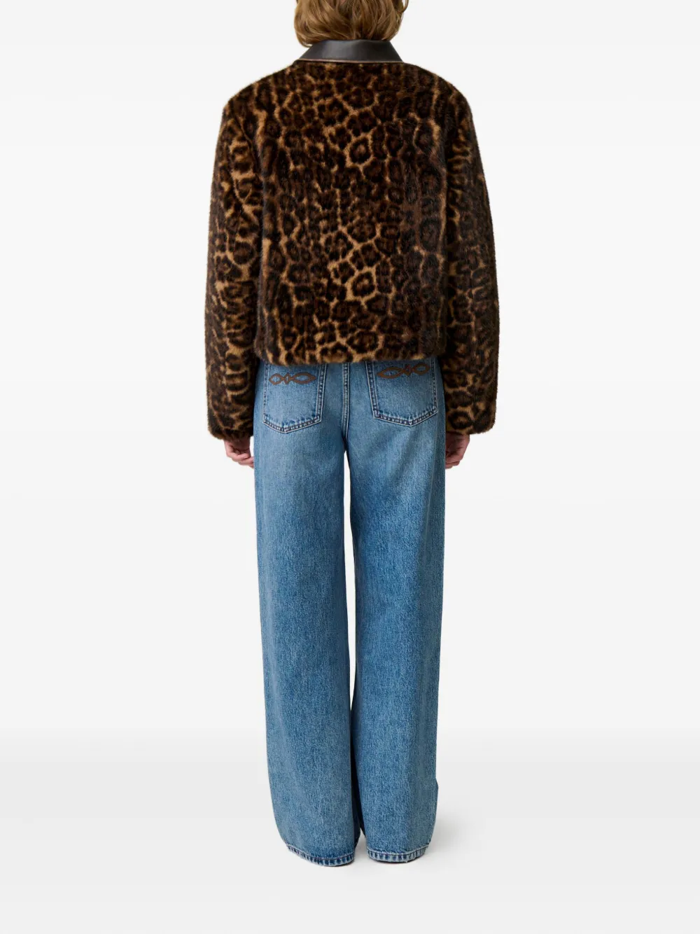 Claudie Pierlot Jas met luipaardprint en leren afwerking Bruin