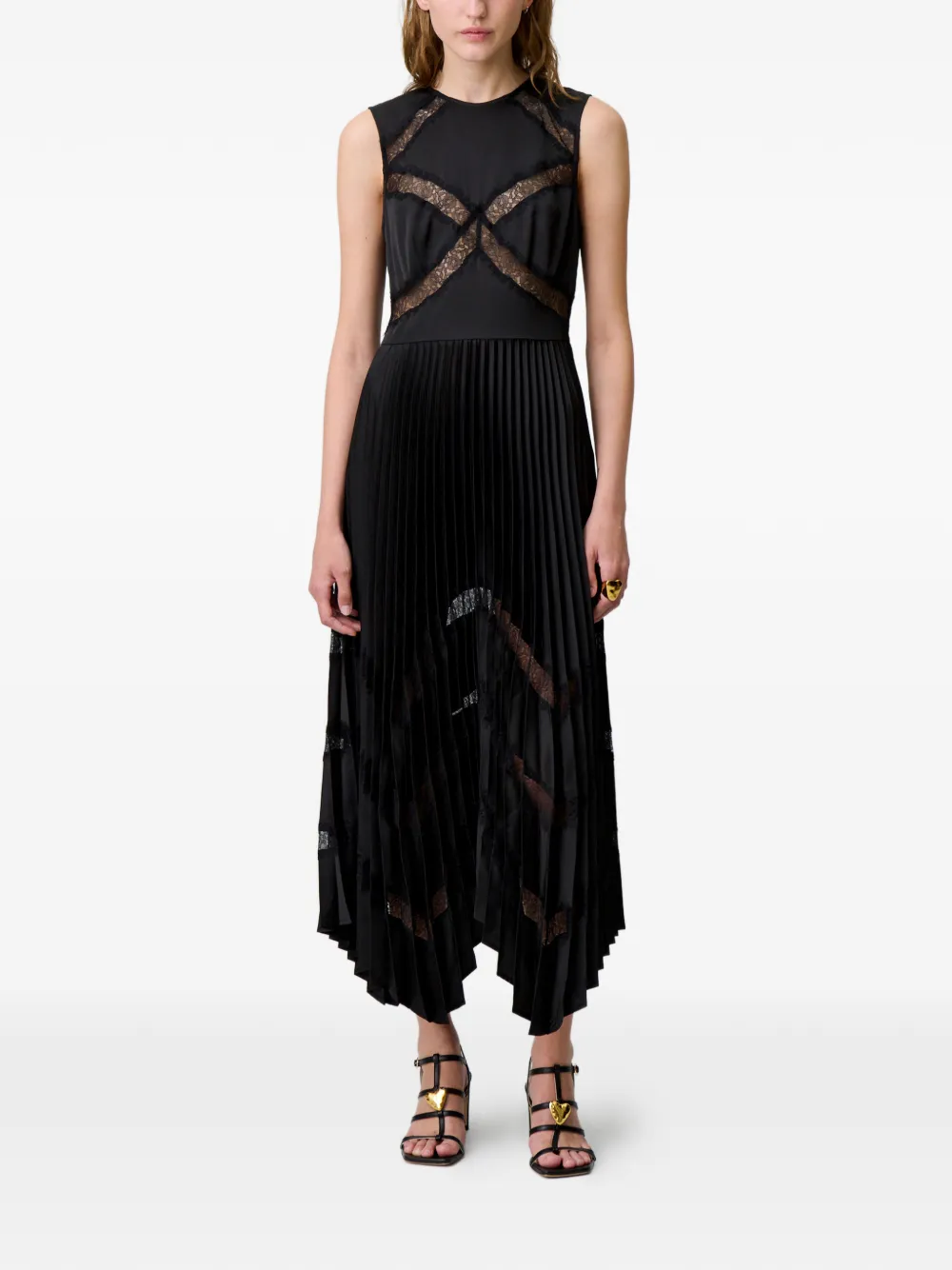 Claudie Pierlot pleated midi dress - Zwart