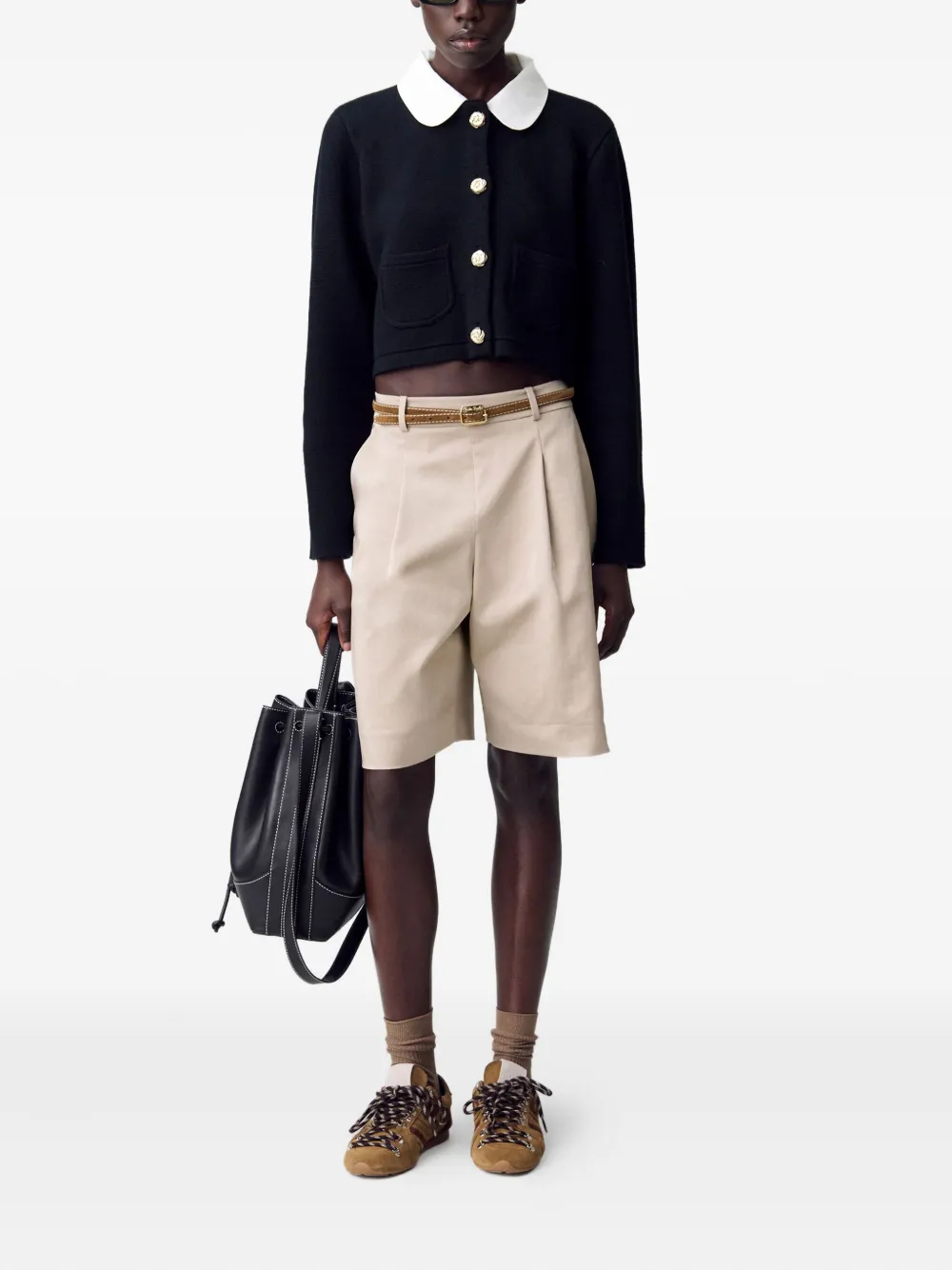 Claudie Pierlot Cropped vest met kraag Zwart