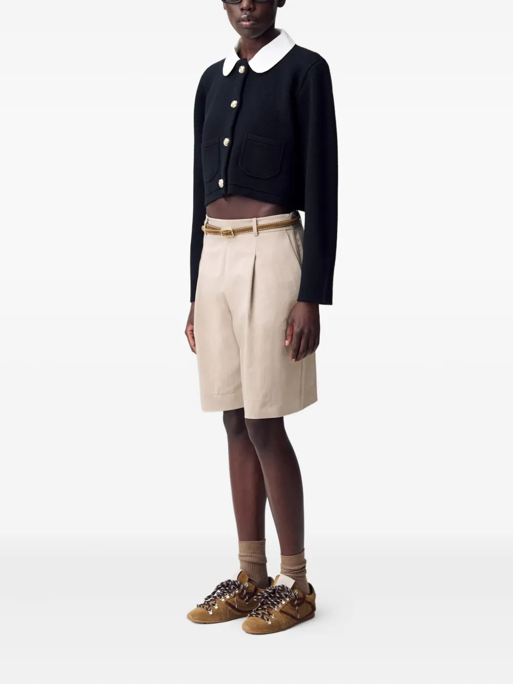 Claudie Pierlot Cropped vest met kraag Zwart