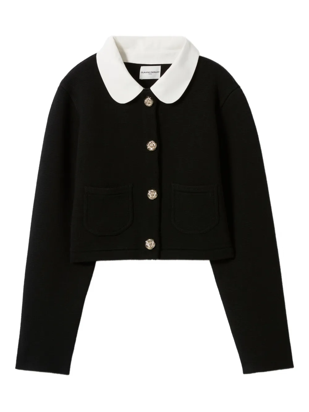 Claudie Pierlot Cropped vest met kraag Zwart