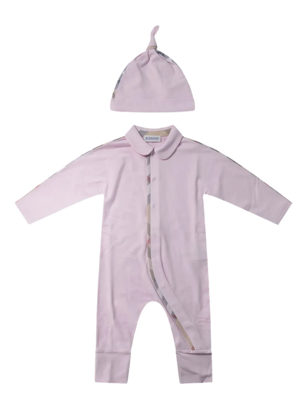 Burberry Kids Romper met geruite afwerking Paars