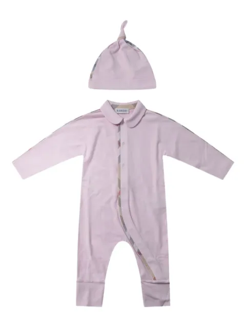 Burberry Kids check-trimmed babygrow