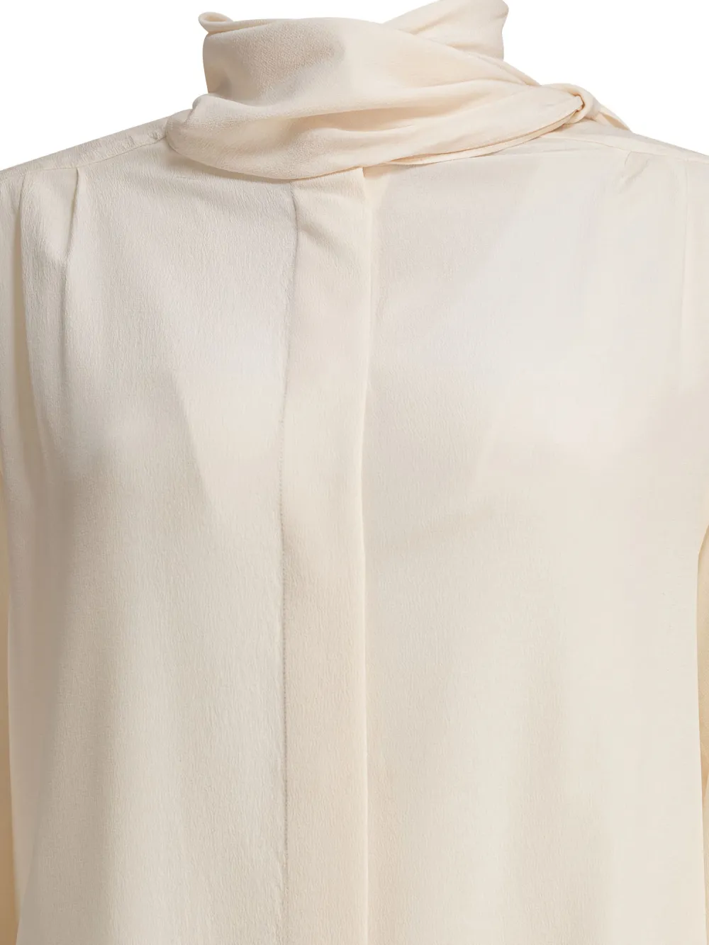 Prada scarf-collar silk shirt Beige
