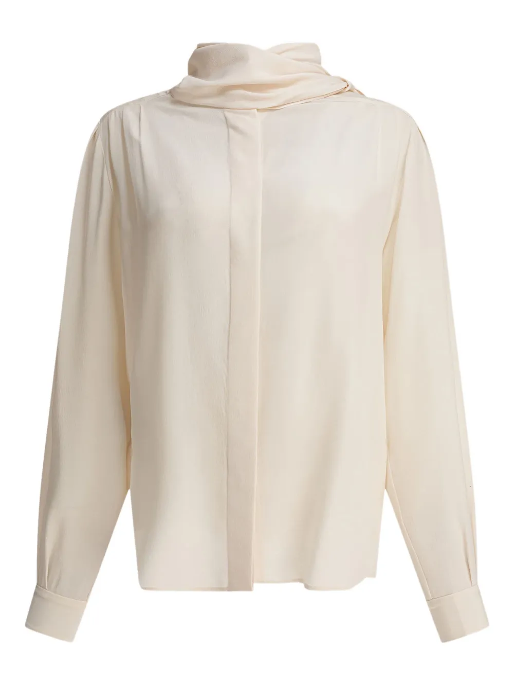 Prada scarf-collar silk shirt Beige
