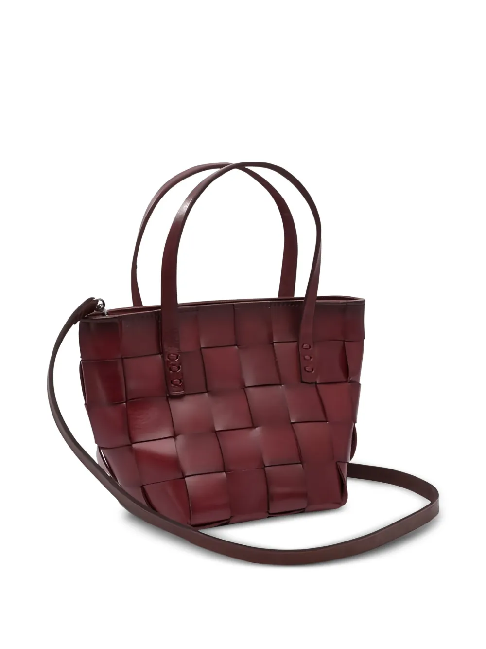 DRAGON DIFFUSION Mini Japan shopper van geweven leer - Rood