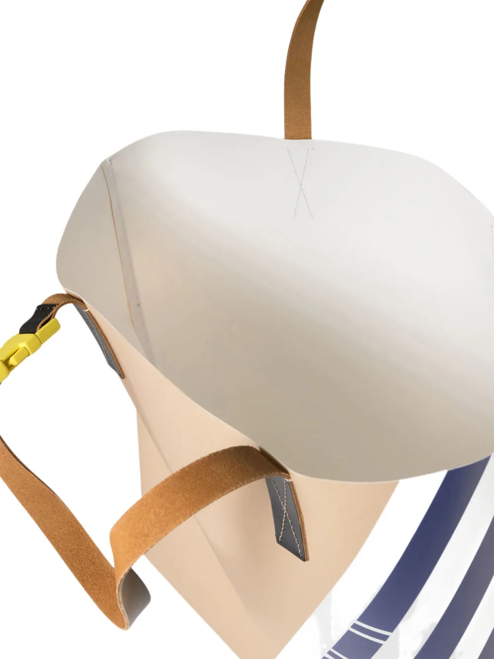 Marni stripe-detail buckle tote bag Beige