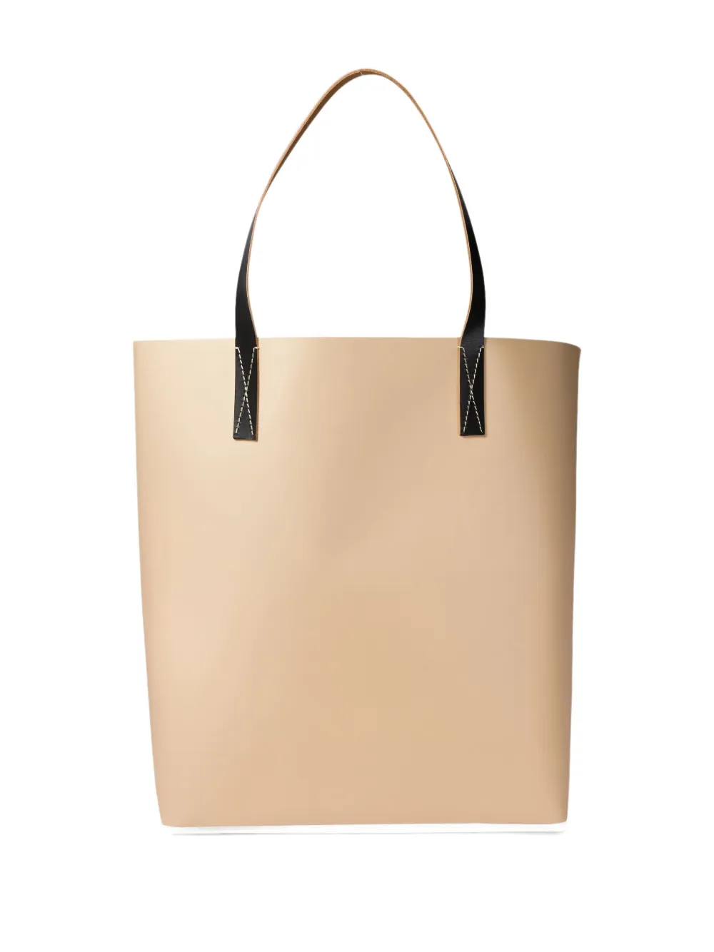 Marni stripe-detail buckle tote bag Beige