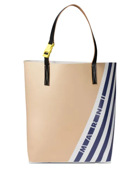 Marni stripe-detail buckle tote bag 