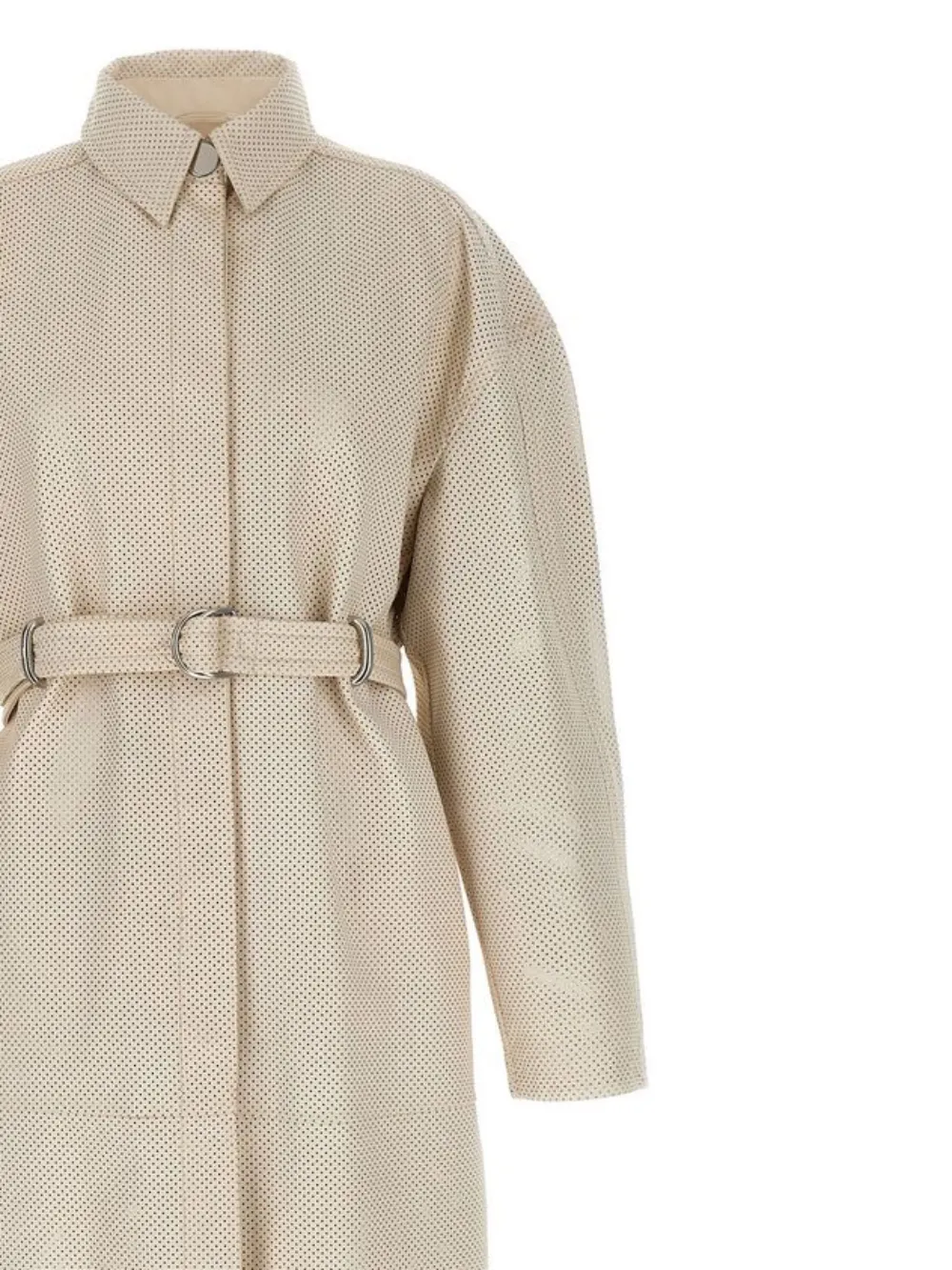 Max Mara Geperforeerde leren jas met ceintuur - Beige