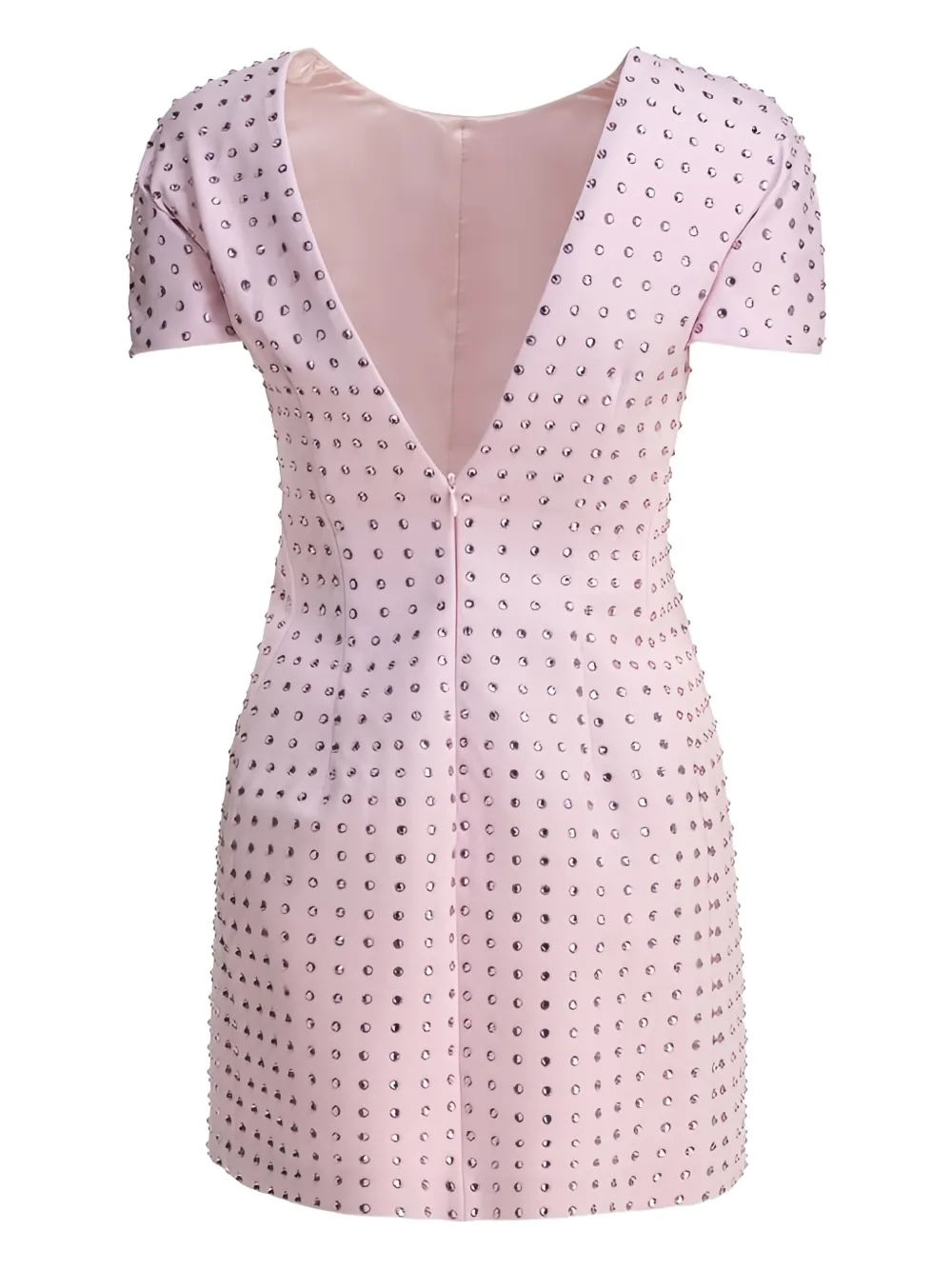 Max Mara Crystal-embellished Short-sleeved Mini Dress In Pink