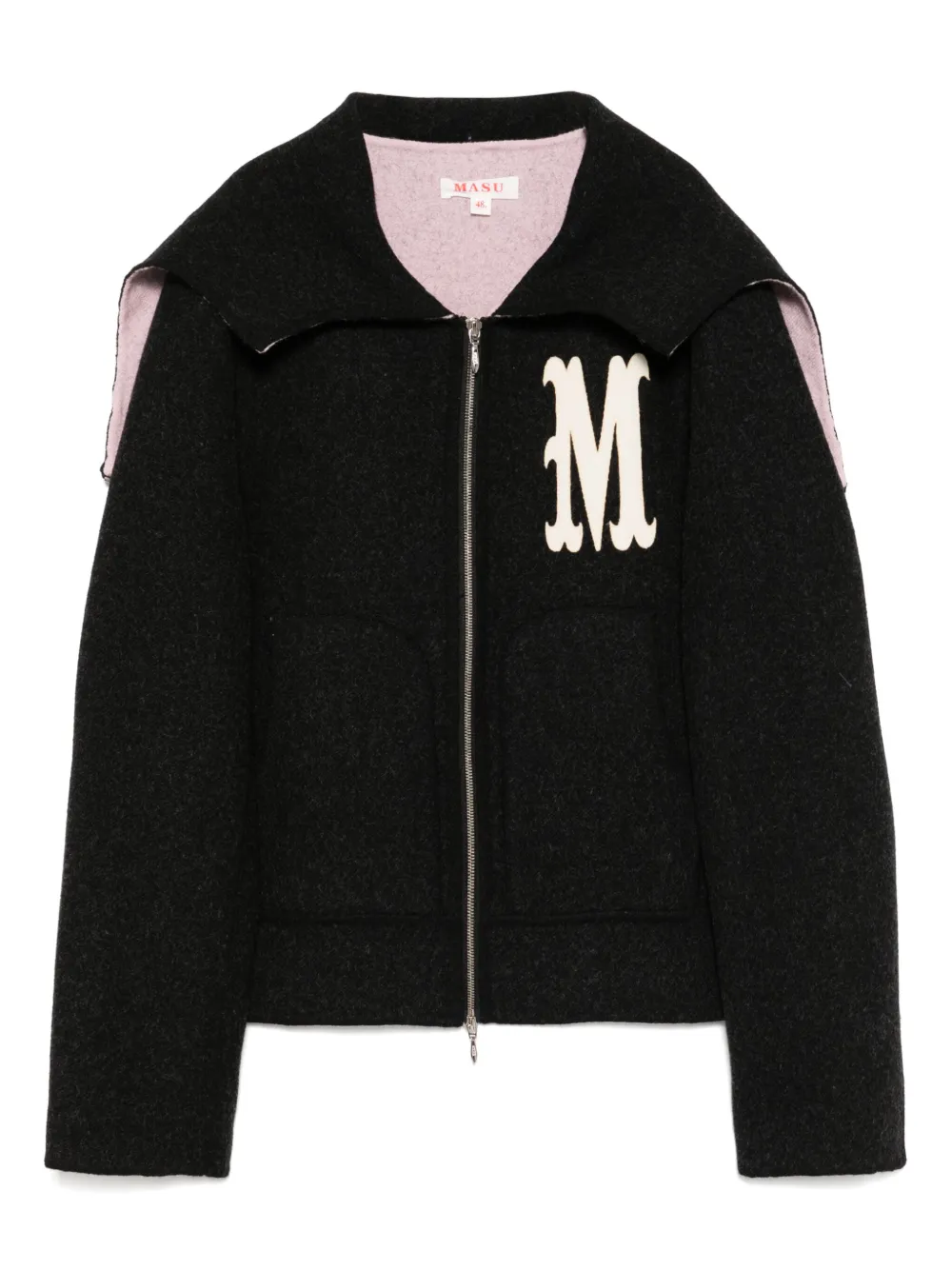 bat-collar zip-up jacket