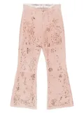 MASU Galaxy-cut Leather Flare pants - Pink