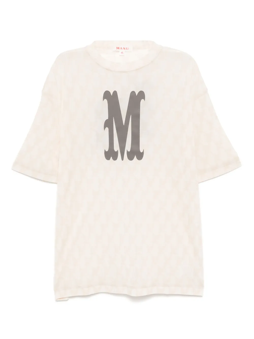angel-print mesh T-shirt