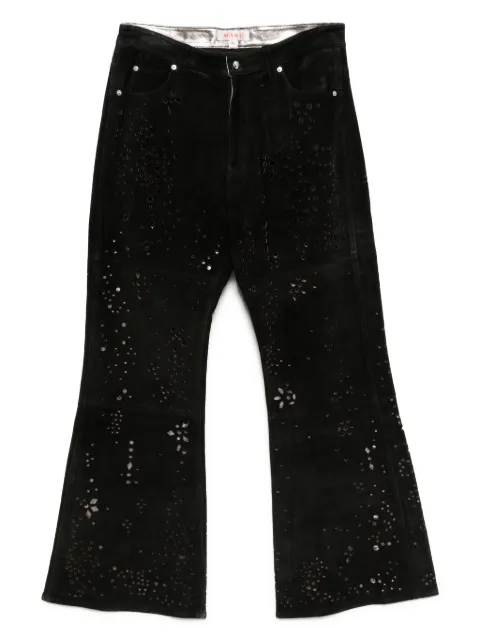 MASU Galaxy-cut Leather Flare pants 