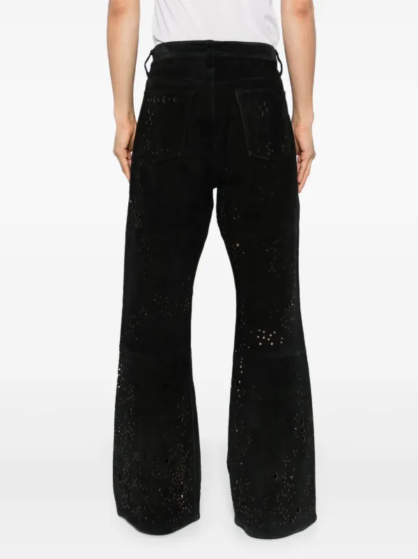 MASU Galaxy-cut Leather Flare Pants | Black | FARFETCH
