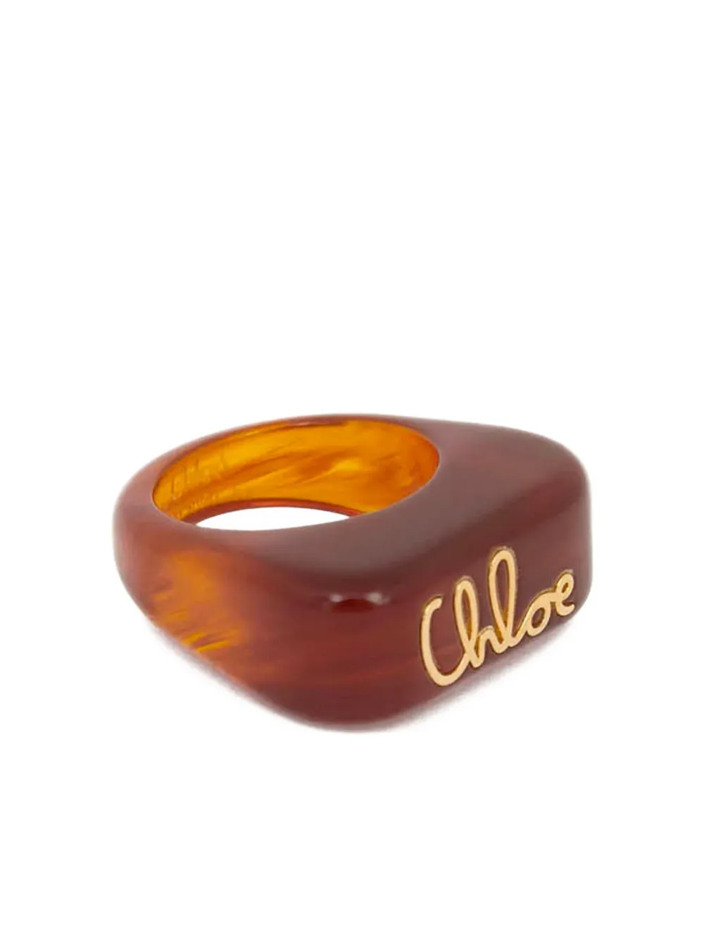 Chloé Plage Logo Resign Ring In Brown