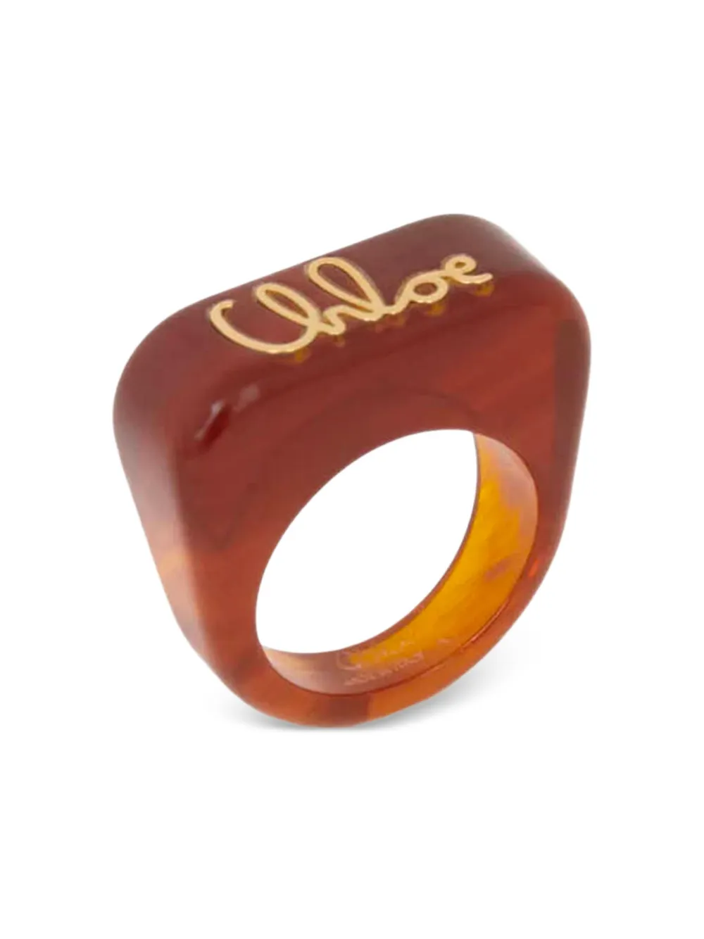 Chloé Plage Logo Resign Ring In Brown