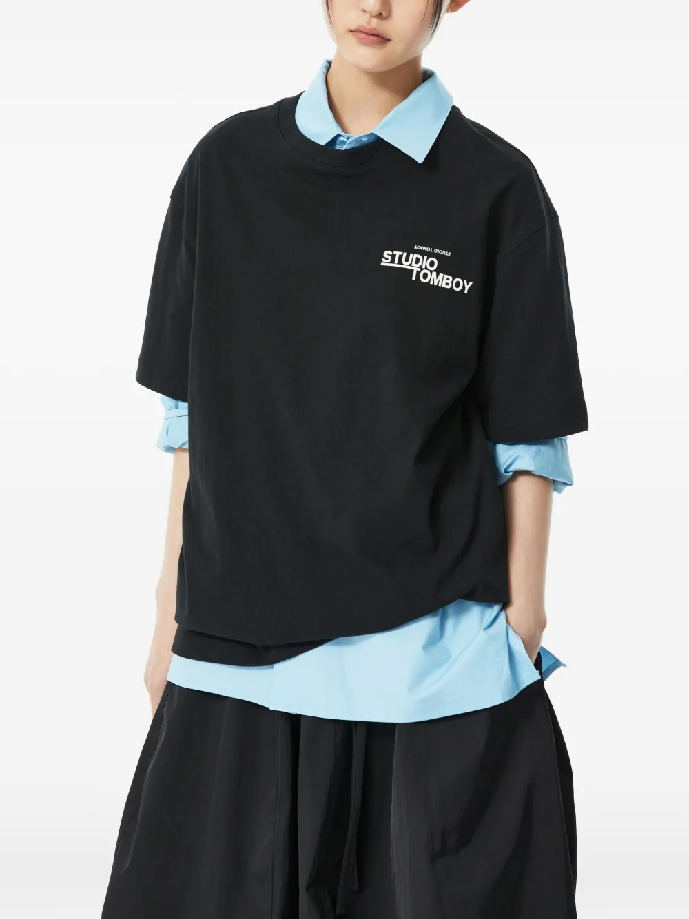 STUDIO TOMBOY T-shirt met logoprint Zwart