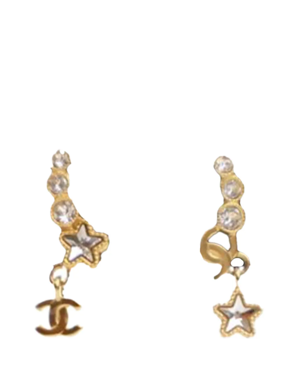 CHANEL Pre-Owned 2010-2024 Gold Plated CC Crystal Star Climber Push CHANEL Pre-Owned 2010-2024 Gold Plated CC Crystal Star Climber Push