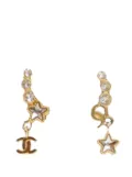 CHANEL Pre-Owned 2010-2024 Gold Plated CC Crystal Star Climber Push Back Earrings costume earrings