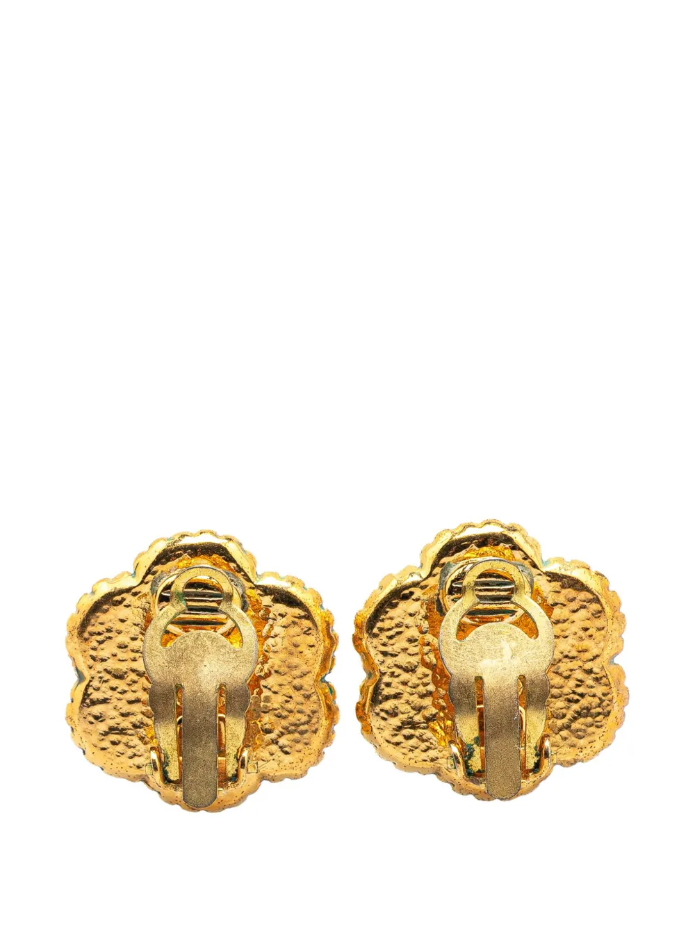 CHANEL Pre-Owned 1996 Gold Plated CC Flower Clip On Earrings costume earrings | Image 2