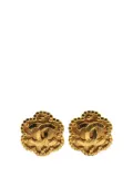 CHANEL Pre-Owned 1996 Gold Plated CC Flower Clip On Earrings costume earrings