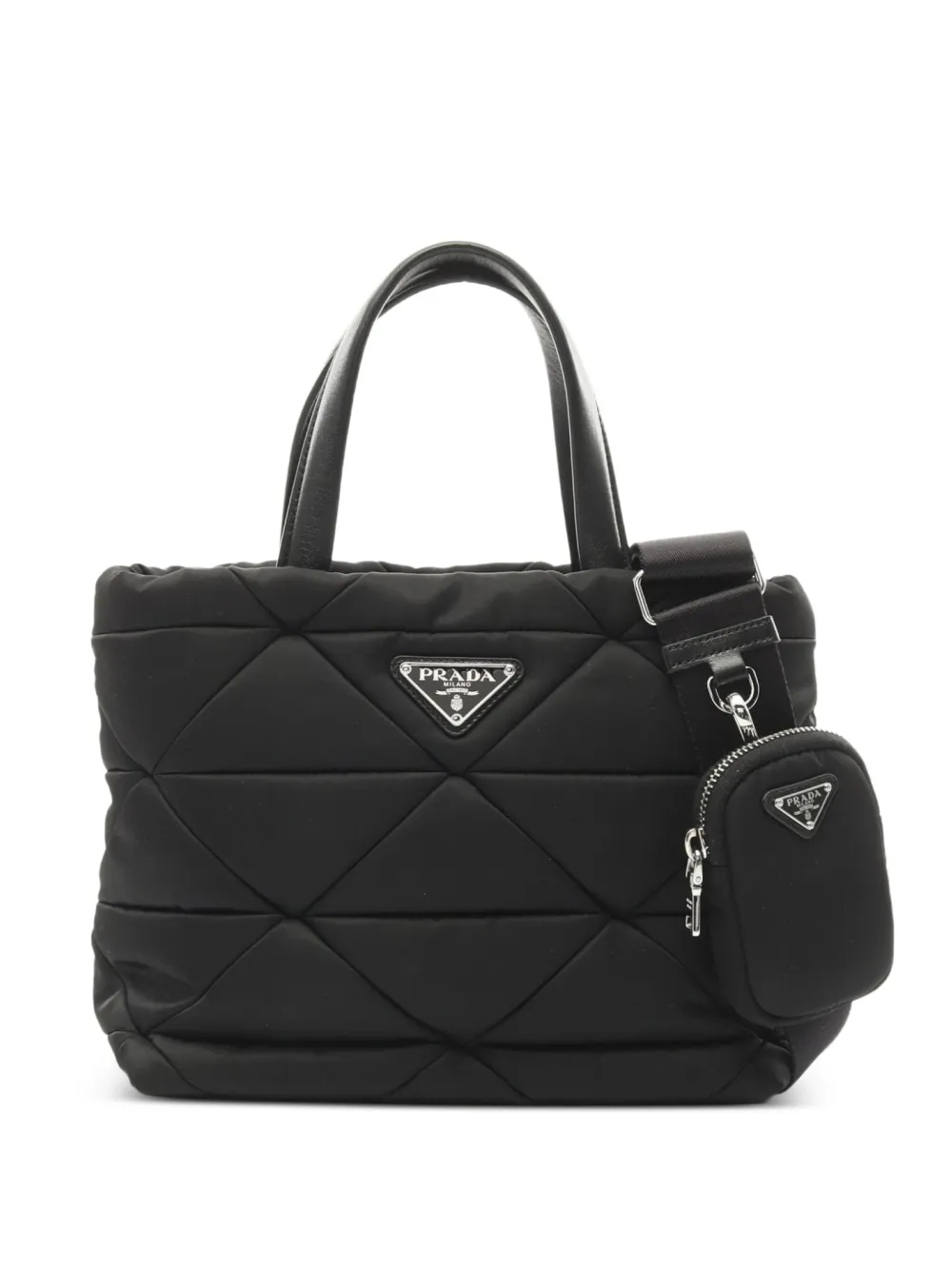Prada Pre-Owned 2020s Re-Nylon ハンドバッグ - ブラック Prada Pre-Owned 2020s Re-Nylon ハンドバッグ - ブラック
