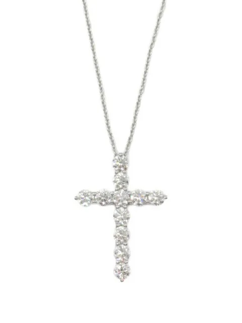 Tiffany & Co. Pre-Owned 2010's 플래티넘 라지 닷츠 크로스 다이아몬드 네크리스