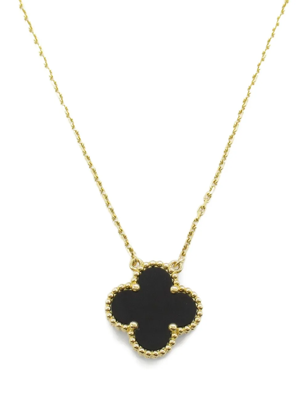 Van Cleef & Arpels 2010s 18K yellow gold Alhambra onyx necklace - Van Cleef & Arpels 2010s 18K yellow gold Alhambra onyx necklace -