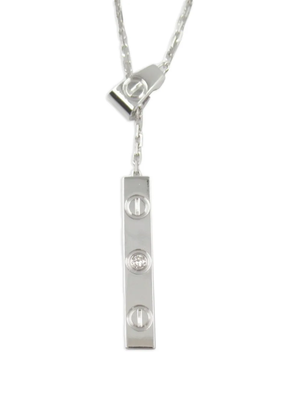 Cartier 2010s ラブ Y シェイプ ダイヤモンド ネックレス 18Kホワイトゴールド - シルバートーン Cartier 2010s ラブ Y シェイプ ダイヤモンド ネックレス 18Kホワイトゴールド - シルバートーン