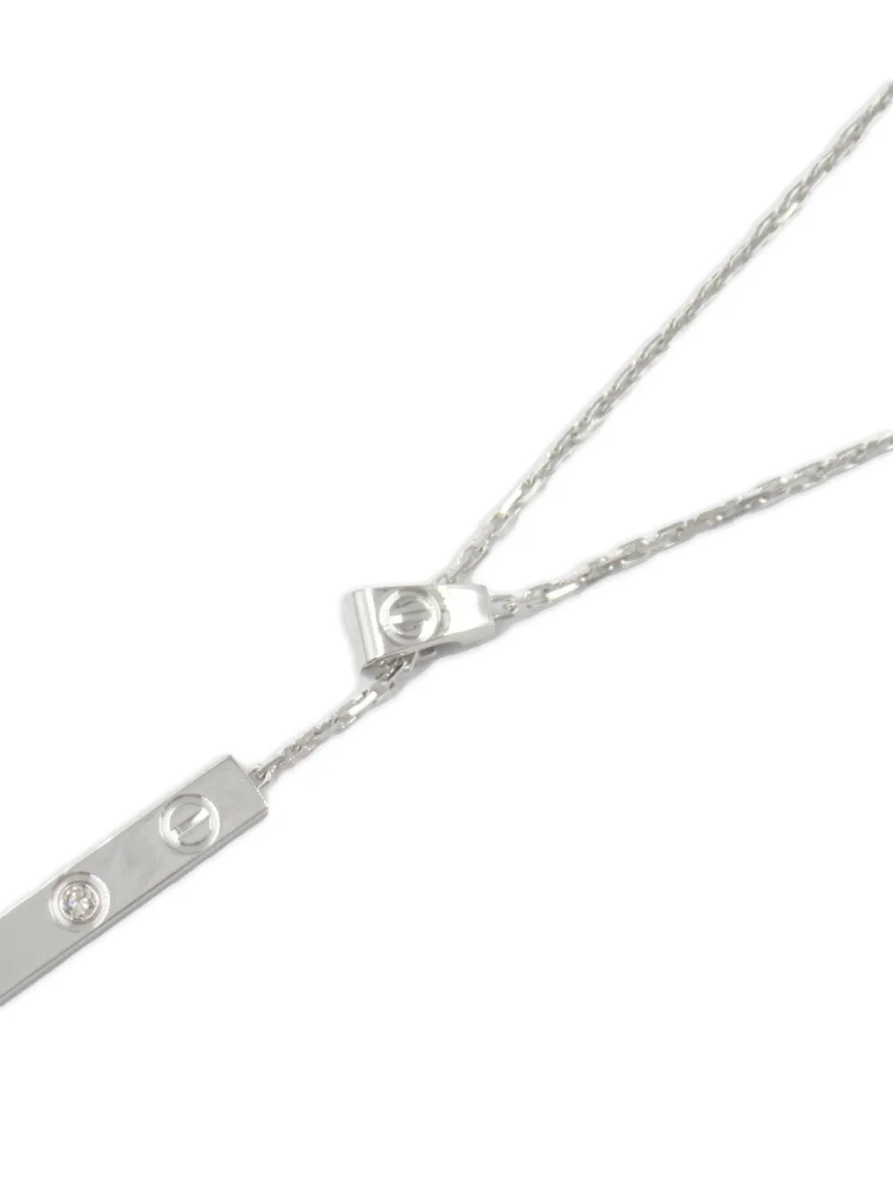 Pre-owned Cartier 10's 18kt White Gold Love Y Shape Diamond Necklace