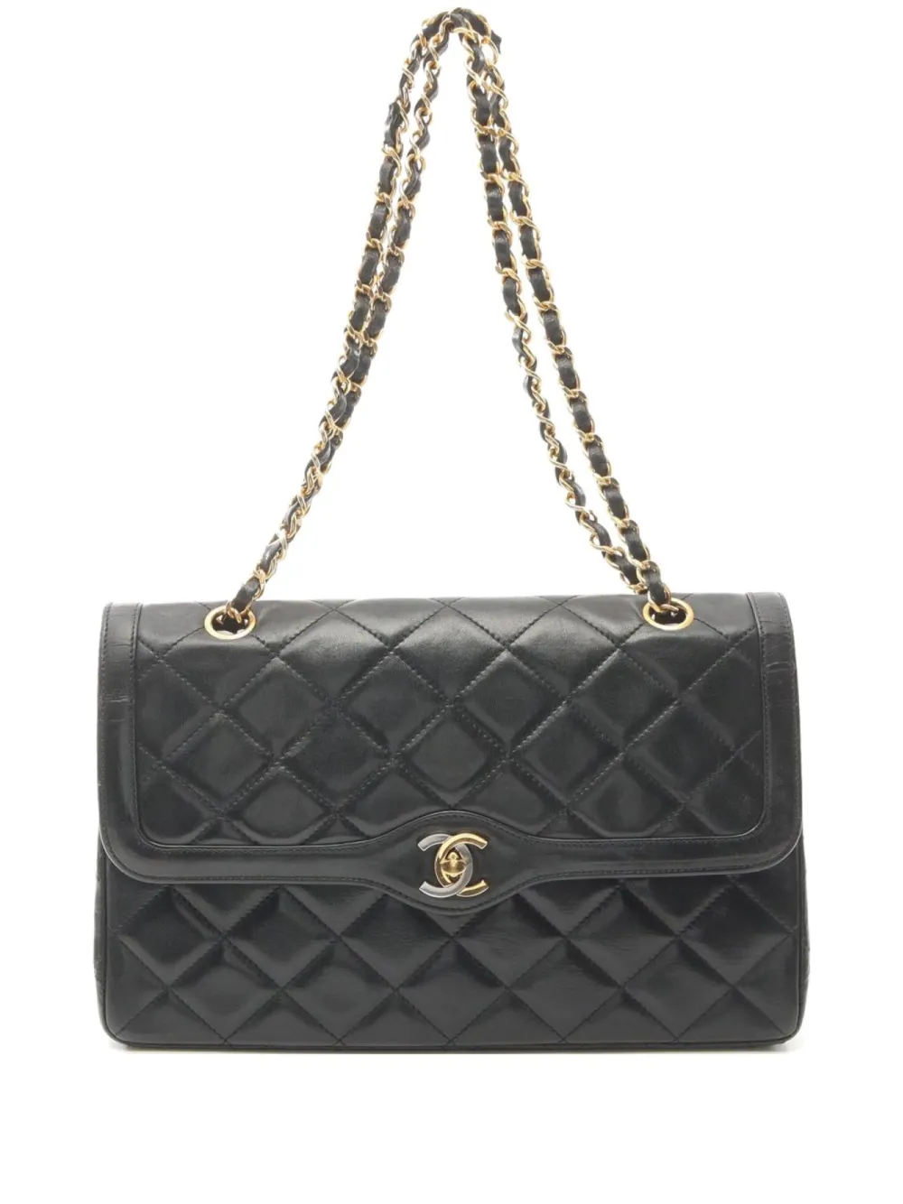 CHANEL Pre-Owned 1989-1991 ダブル フラップ ショルダーバッグ - ブラック CHANEL Pre-Owned 1989-1991 ダブル フラップ ショルダーバッグ - ブラック