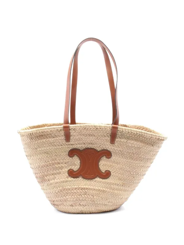 Celine Pre-Owned 2020s Raffia Leather Tote Bag Neutrals